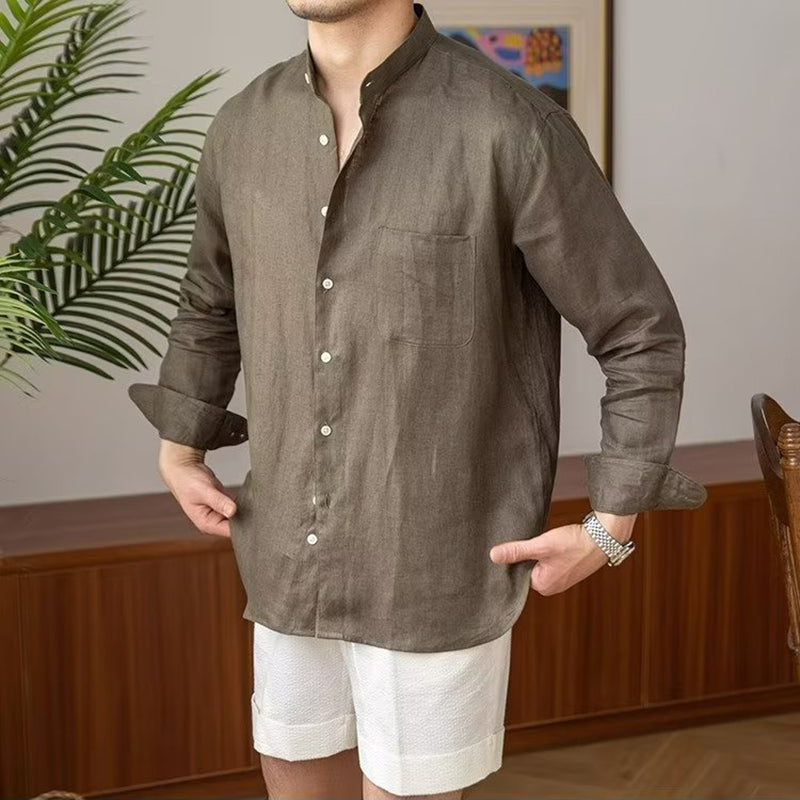 Teodor | Men's Vintage Button Pocket Cotton Linen Classics Shirt