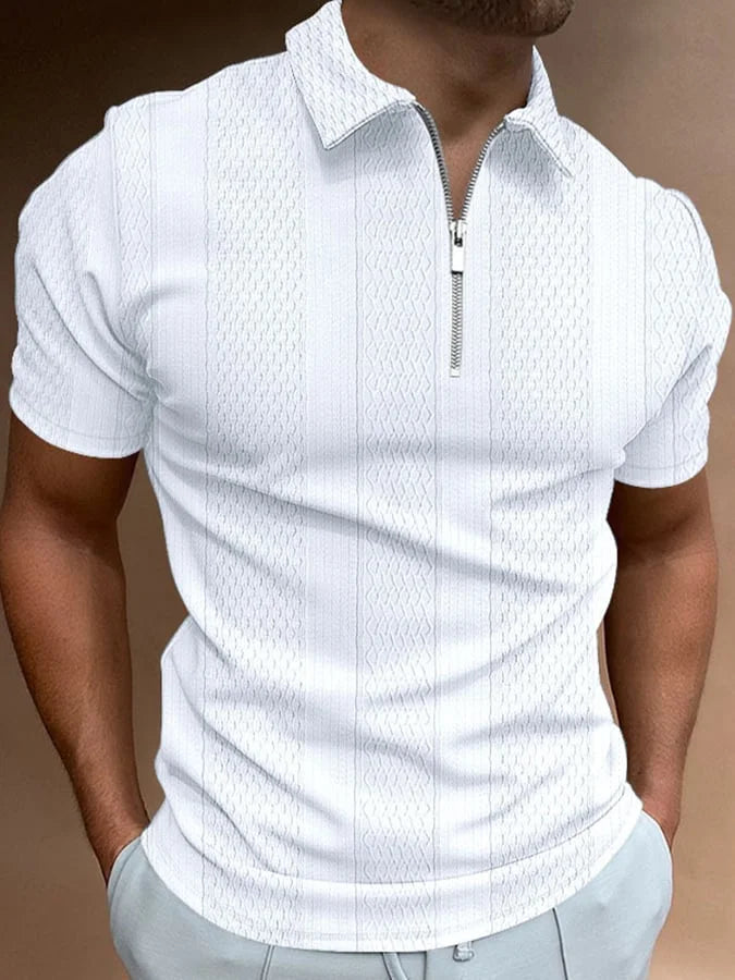 Rocco | Lässiges Revers Strick-Jacquard-Polo