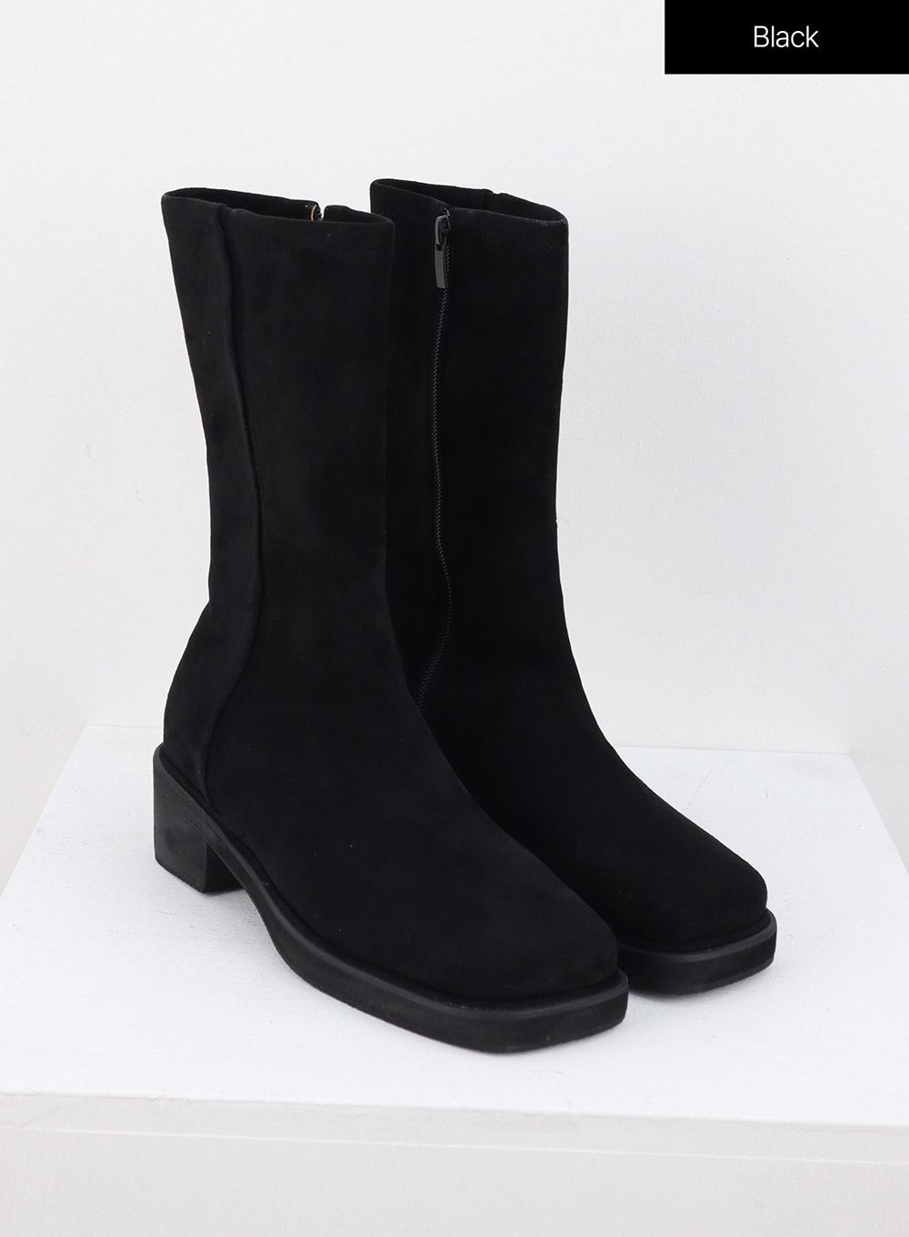 Faux-Leder Stiefel mit seitlichem Reißverschluss OS302