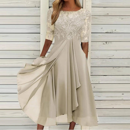 Margherita | Elegantes Festliches Kleid mit Spitzenverzierungen, Hochwertige Baumwolle