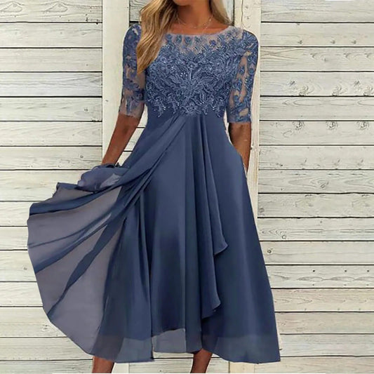 Margherita | Elegantes Festliches Kleid mit Spitzenverzierungen, Hochwertige Baumwolle