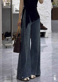 Leslie | Modern Denim Blue Zircon High Waist Flared Trousers Fall