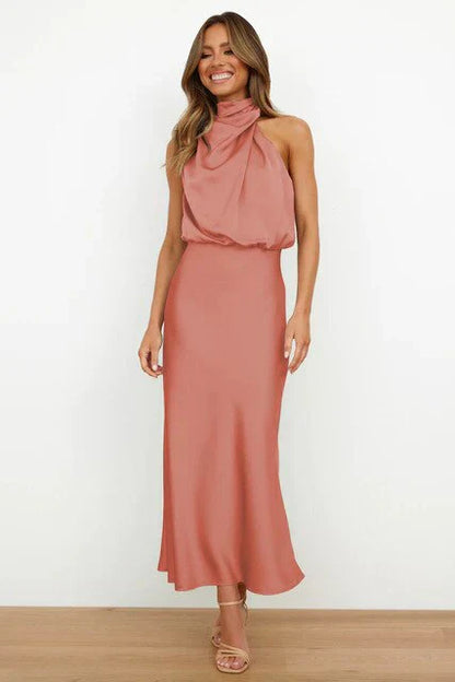 Laura | Stehkragen Halterkleid ohne Ärmel