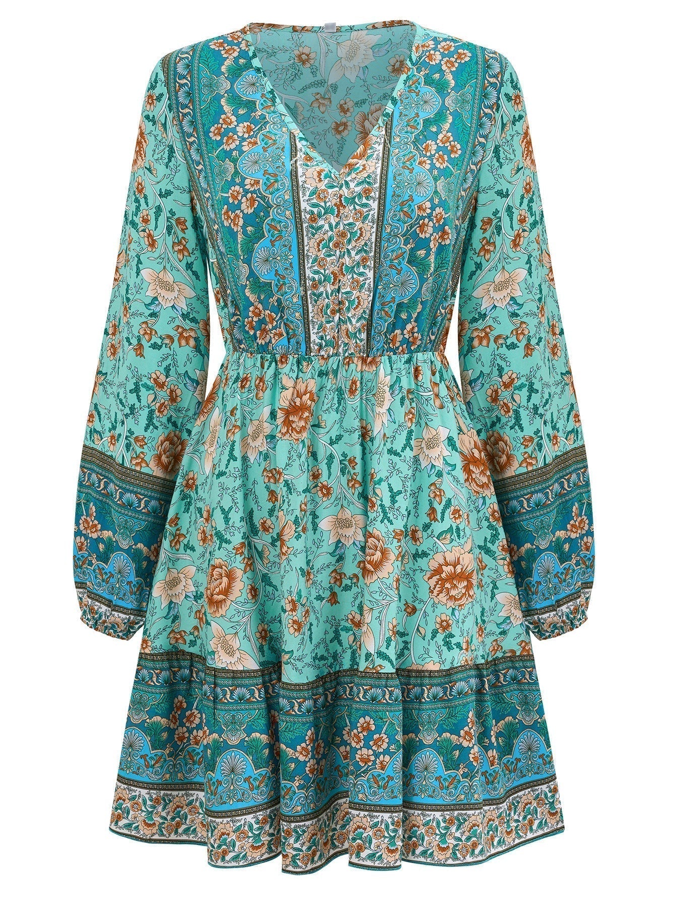 Langärmliges bedrucktes Kleid