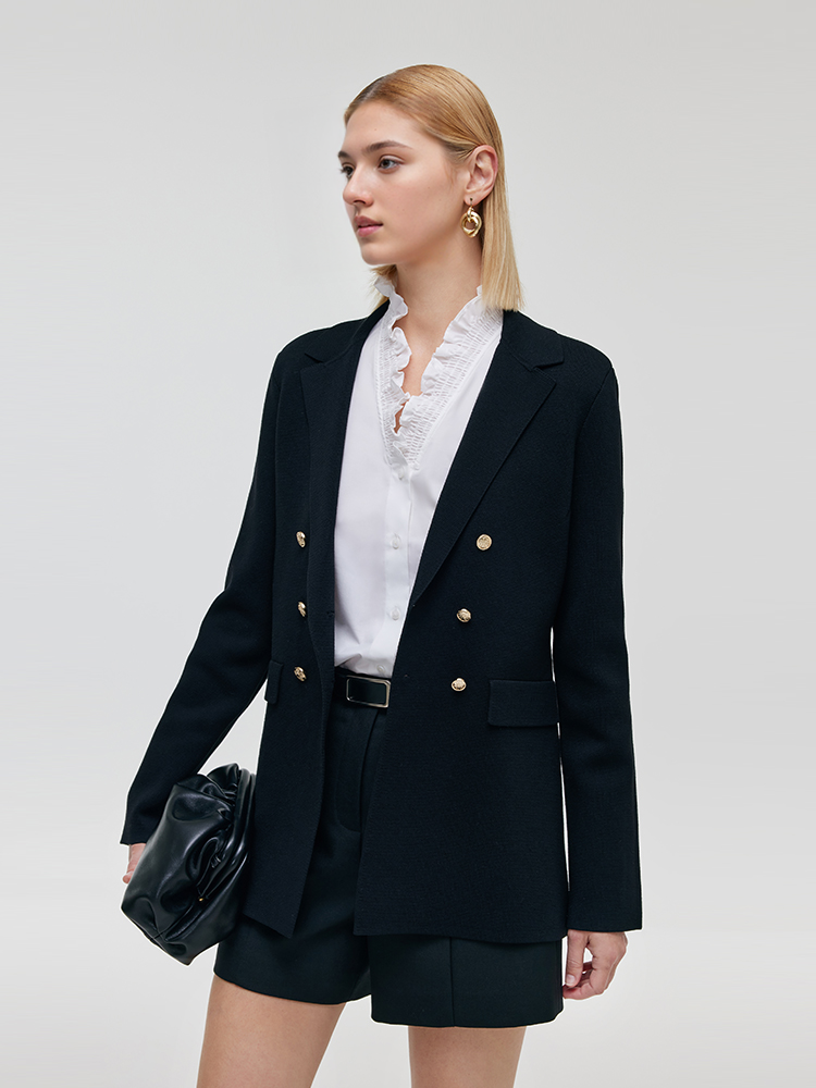 Damen Sweater Blazer mit dehnbarem Kragen