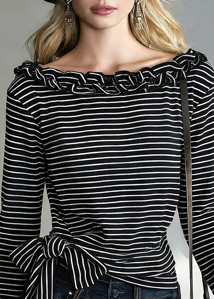 Nerina | T-Shirt mit Streifen und Bindeband