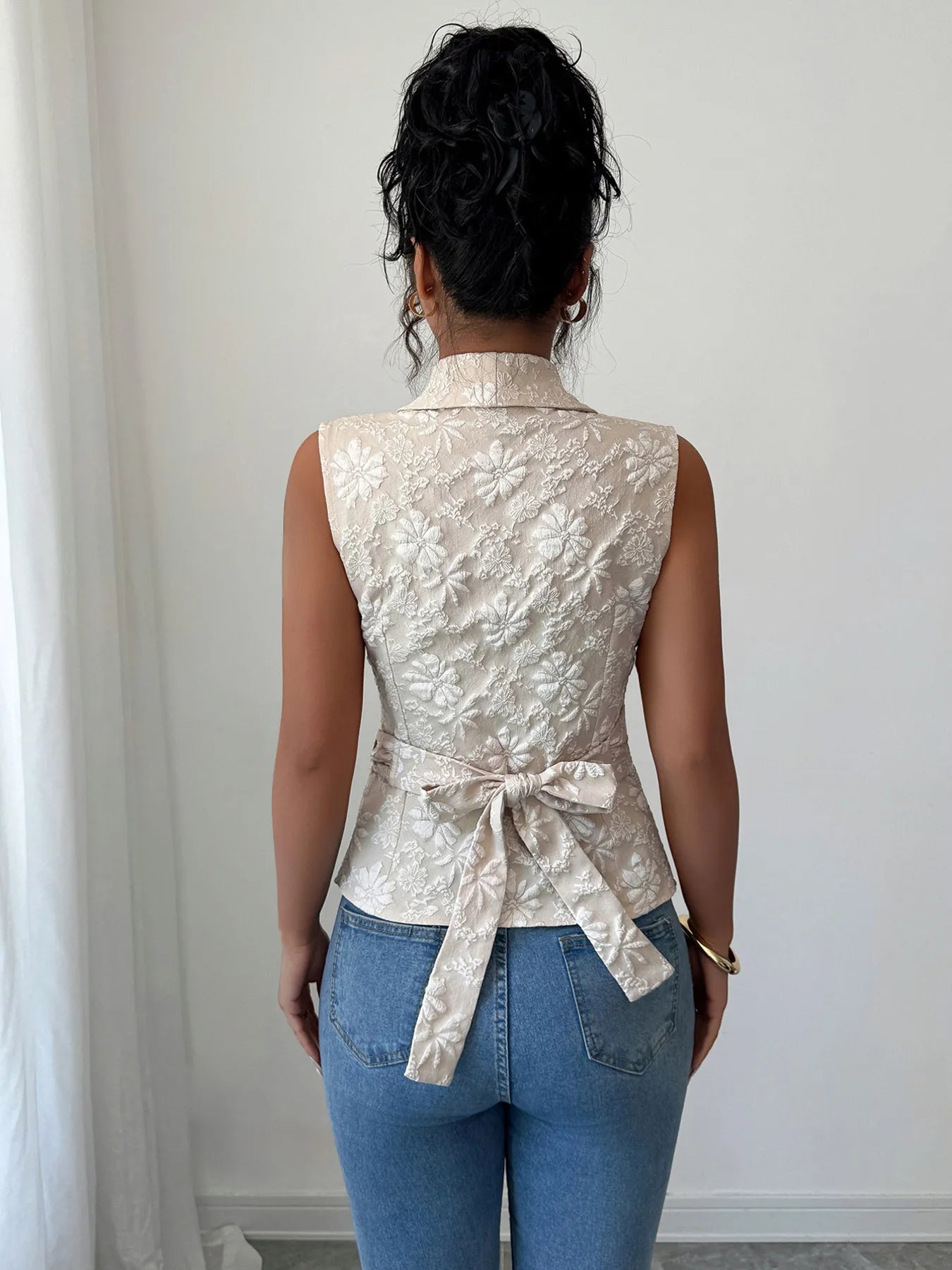 Nerina | Blumen-Raffung Ärmelloses Tanktop