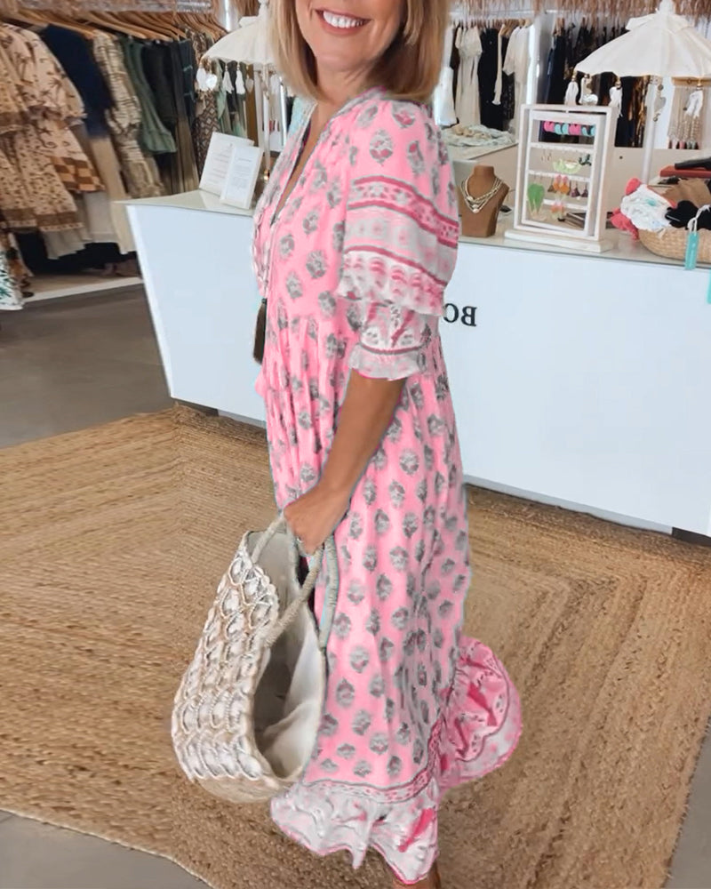 Zandoria | Kleid Fließendes A-Linien Design, V-Ausschnitt, Festlich für Hochzeitsgast