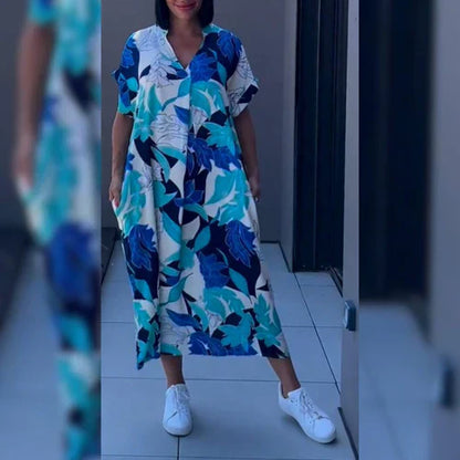 Sofia | Kleid Fließender Schnitt mit Blumenmuster, Festliches Kleid für Hochzeitsgast
