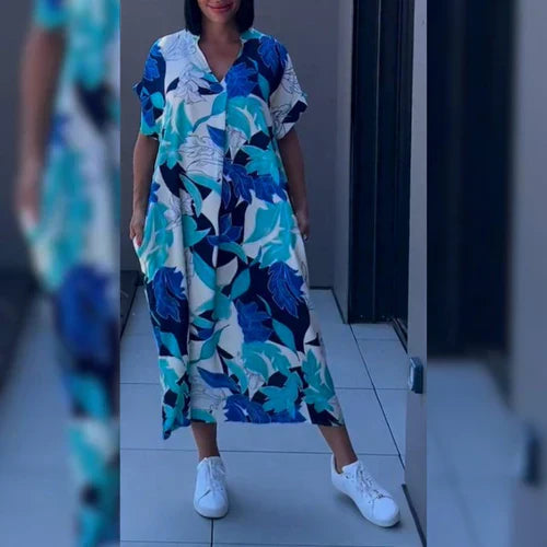 Sofia | Kleid Fließender Schnitt mit Blumenmuster, Festliches Kleid für Hochzeitsgast