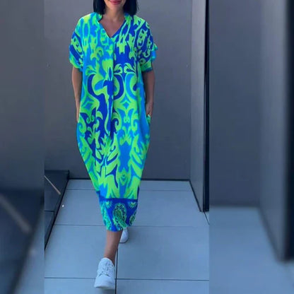 Sofia | Kleid Fließender Schnitt mit Blumenmuster, Festliches Kleid für Hochzeitsgast