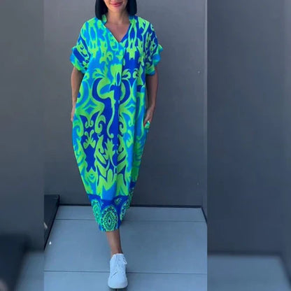 Sofia | Kleid Fließender Schnitt mit Blumenmuster, Festliches Kleid für Hochzeitsgast