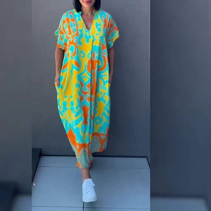Sofia | Kleid Fließender Schnitt mit Blumenmuster, Festliches Kleid für Hochzeitsgast
