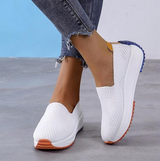 Schwarze Damen Komfort-Loafer – Atmungsaktives Mesh, Breite Passform