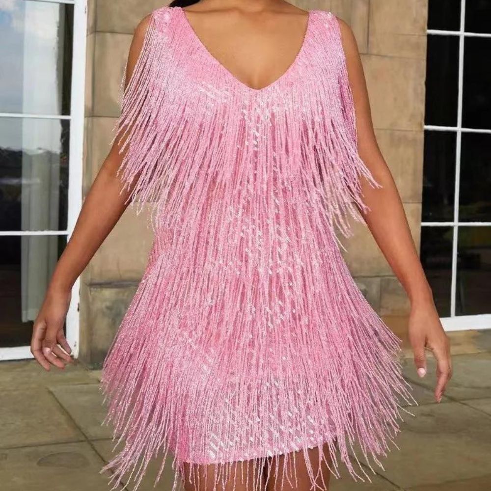 Jutte | Glitzer-Fransen-Kleid