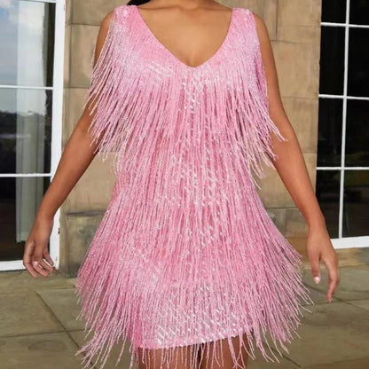 Jutte | Glitzer-Fransen-Kleid