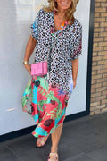 Phoebe - Casual Kleid mit Leopardenmuster und kurzen Ärmeln