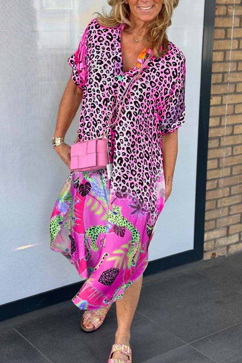 Phoebe - Casual Kleid mit Leopardenmuster und kurzen Ärmeln