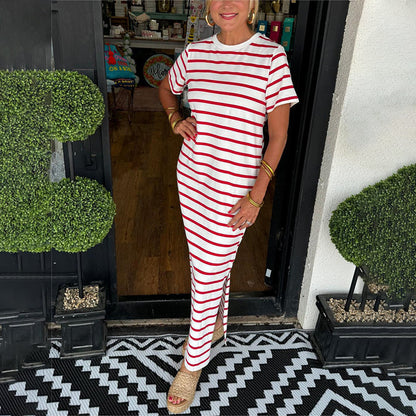Sylvia | Maxikleid Leichtes Material mit Streifen für Sommer und Festlichkeiten