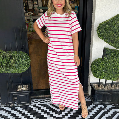 Sylvia | Maxikleid Leichtes Material mit Streifen für Sommer und Festlichkeiten